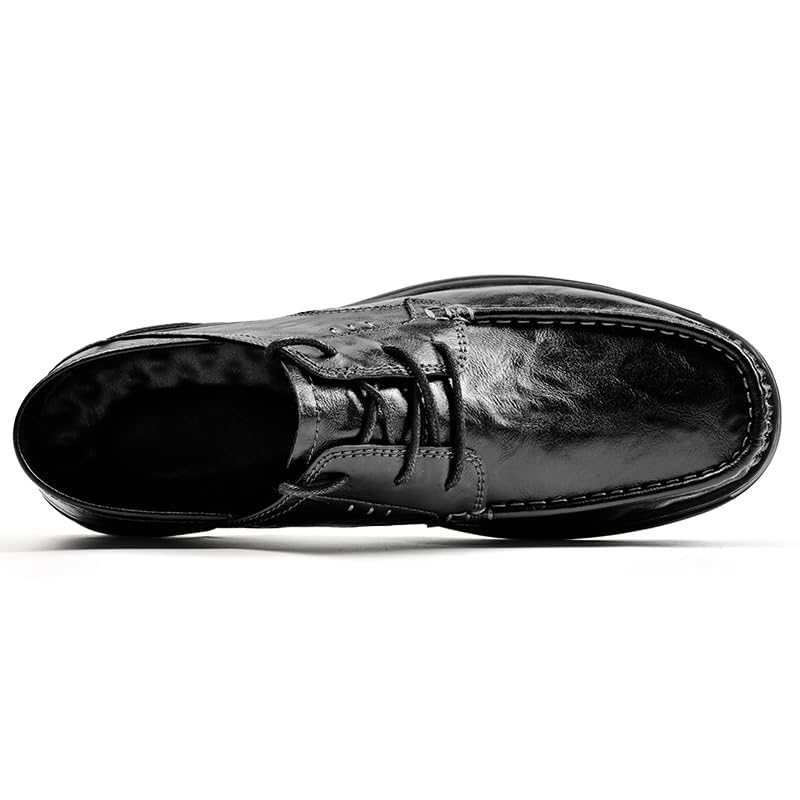 Men's Leather Casual Shoes,Walking Oxfords Soft Dress Lightweight Shoes,Hand-Stitched Comfortable Outdoor Sneakers3