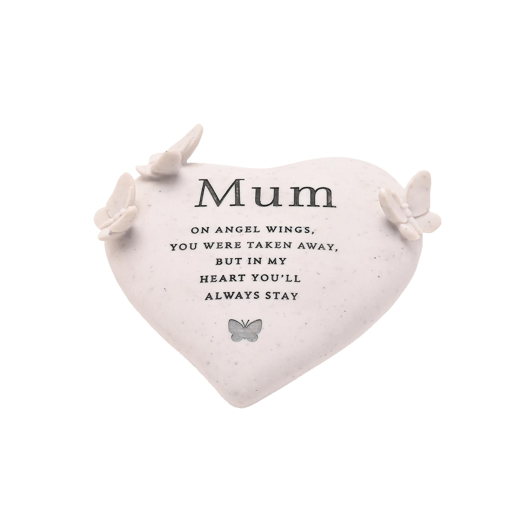 Widdop And Co Grey Thoughts Of You Graveside Butterfly Heart – Mum | Memorial Plaque With Sentimental Verse & Butterfly Motif | Resin Grave Ornament Or Remembrance Gift For Mother Ty350m