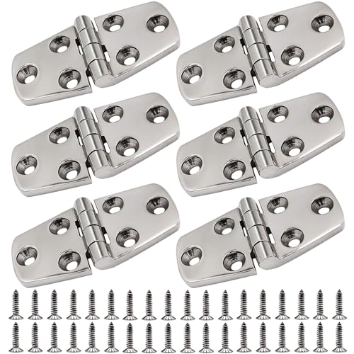 Laorde 316 Stainless Steel Hinges Marine Grade 3" x 1.5" Heavy Duty Boat Hatch Hinge (76 mm X 38 mm) Casting Cabinet Door Hinge with Screws (6 Pack)