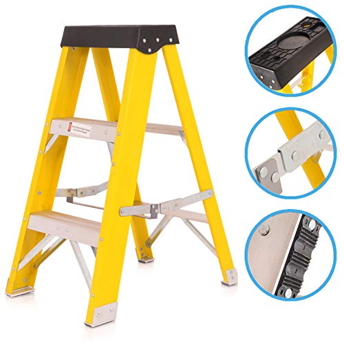 Preisvergleich Produktbild GLA Sicherheitsleiter RM Platform Glas Sicherheitsleiter Elektroherren Handel FI Trittstufe 150 kg EL Fiberglas EP 150 kg E