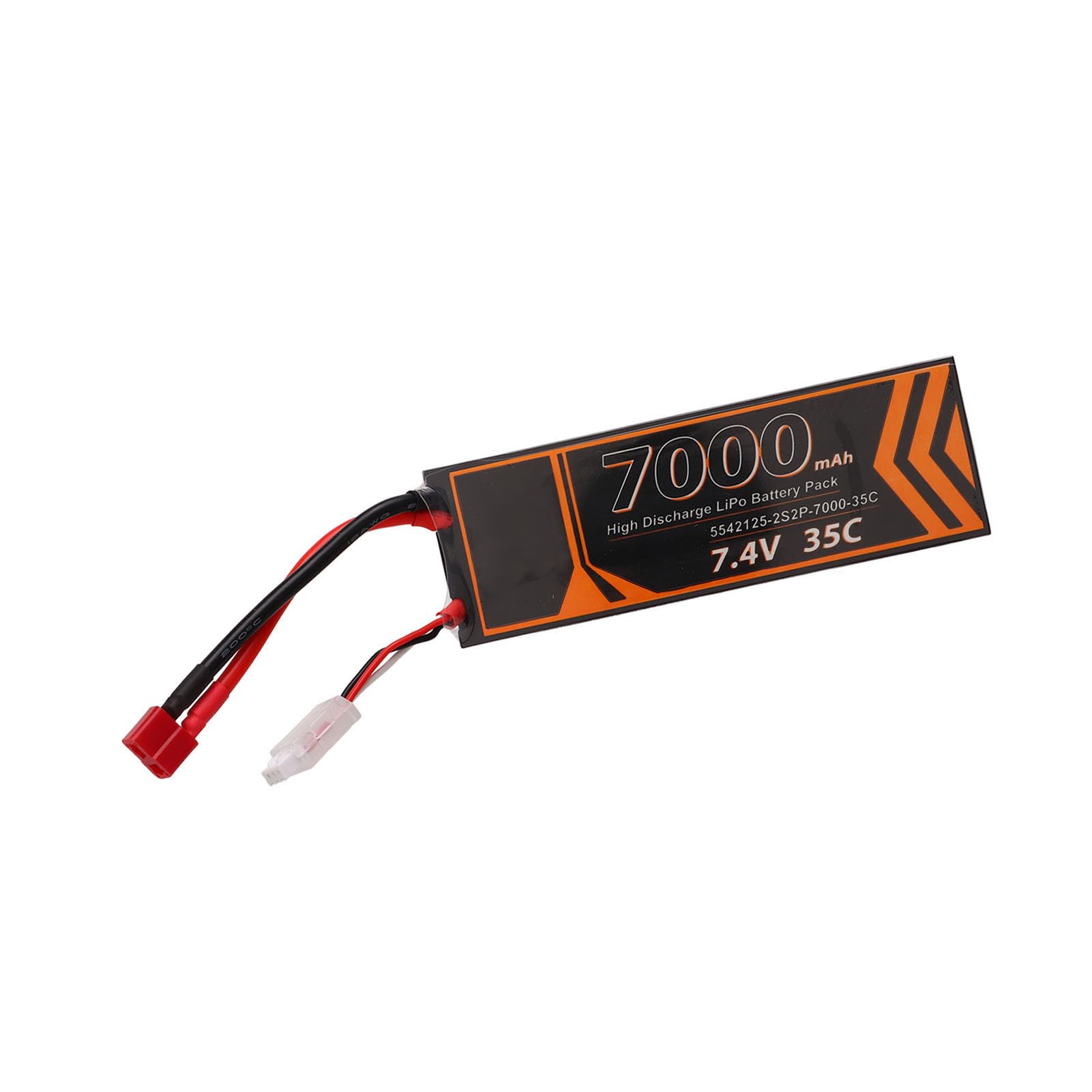 Batería Lipo 7000mAh 7,4V 2S2P 35C para RC Coche Helicóptero Drone Alta Tasa de Descarga Forma T Enchufe Rojo Potencia de Tiempo de Ejecución