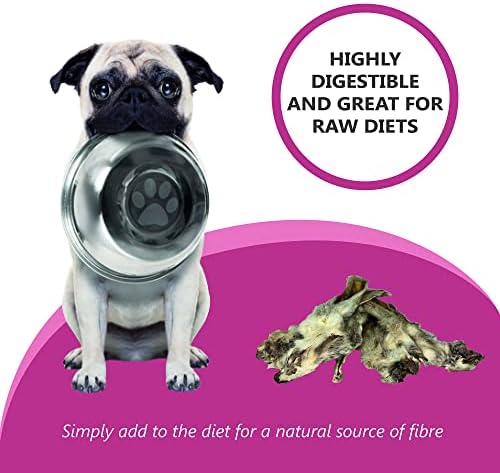 Pets Purest Rabbit Ears with Fur for Dogs, Puppy & Senior - 100% Natural Air Dried Dog Treat Chews for Raw Dog Food & Low Fat Healthy Hypoallergenic Grain Free Diets - 100g