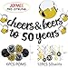 Joymee 50th Birthday Party Decorations Kit Cheers & Beers to 50 Years Banner 6 Pom Poms 12-Pack Sparkling 50 Hanging Swirl for 50th Anniversary Decorations 50 Years Old Party Supplies