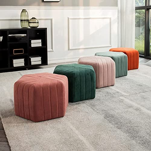 Tabourets de canapé en velours orange pour salon et entrée