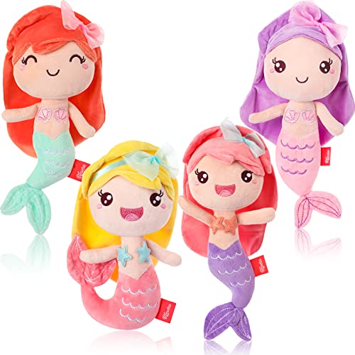 Image of Civaner 4 Pcs Mermaid Princess Plush Toys for Girls Small Mermaid Stuffed Animal Ocean Princess Dolls Sweet Birthday Decorations(Cute Style)