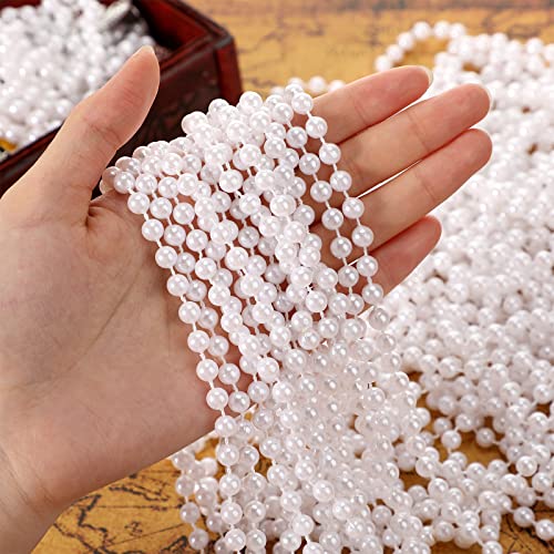 Sureio 36 Pack Long Pearl Necklace Fake Pearl Necklace Bulk Costume Jewelry for Women 1920s White Faux Beaded Strand Layered Accessories for Christmas Wedding Bridal Shower Tea Birthday Decor3