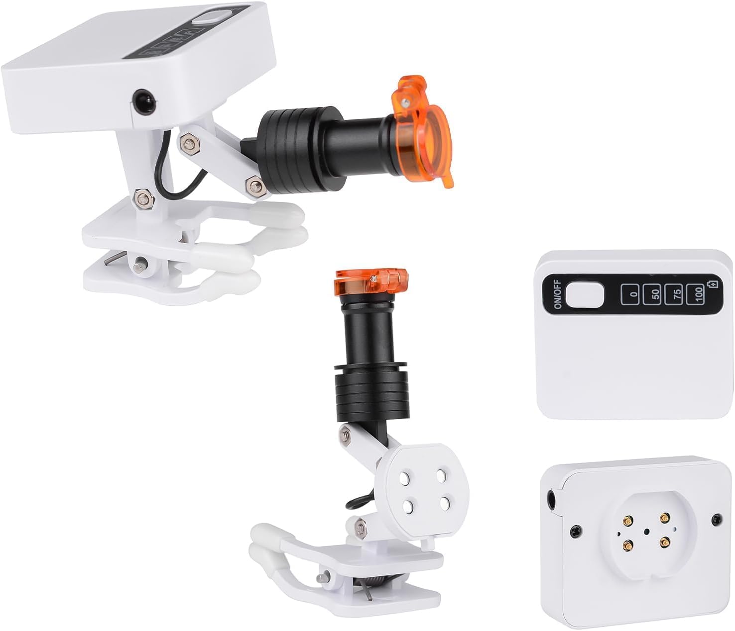 US White 5W Medical Head Lamp Magnetic Clip-on Type with Optical Filter and 2 Batteries for Magnifer Loupes