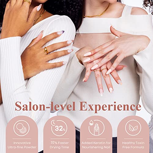 18Pcs Dip Powder Nail Kit Starter Pro- Azurebeauty 8 Colors Nude Brown Skin Tones Pink Neutral Dipping Powder System, Recycling Tray With Base & Top Coat Activator For French Nail Art Manicure Mothers Day Gift #TOP4