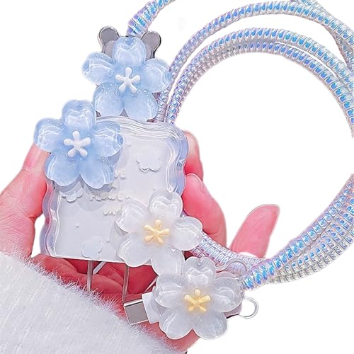 Protecteur de câble iPhone rose 3D motif floral pour chargeur Apple