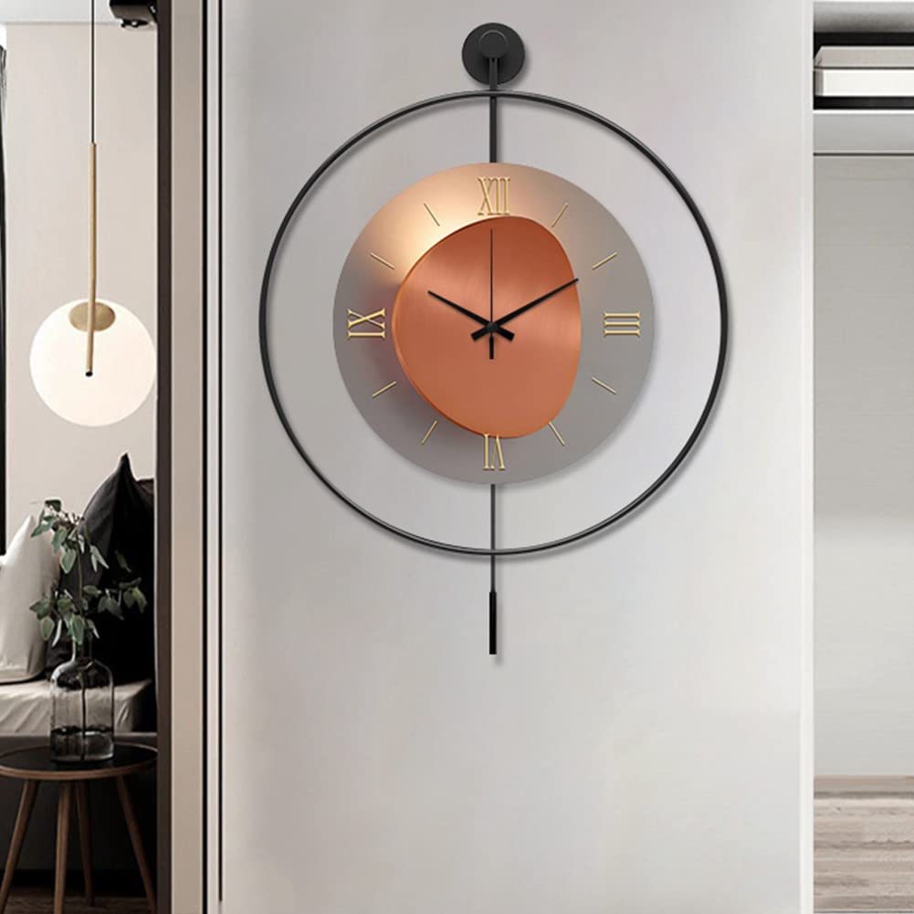 Orologio da parete, design industriale, con numeri romani, in metallo silenzioso, senza ticchettio, per soggiorno, camera da letto, ufficio