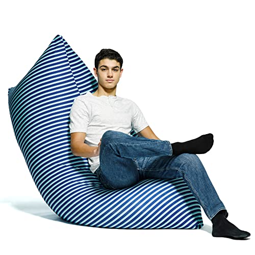 Yogibo Zoola Max Outdoor Bean Bag Chair, Oversized Beanbag Couch, Water Resistant, Cozy Patio Deck Lounge Furniture,  Marine