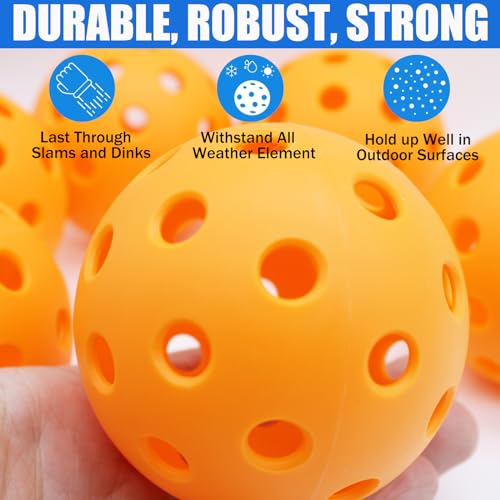 Image of Magicorange Pickleball Balls,USAPA Approved 40 Holes Outdoor Pickleballs | 6 /20 Pack with Mesh Bag for All Paddles and Courts,Weather Resistant,High Elasticity, Durable Seamless Design,Easy to Control