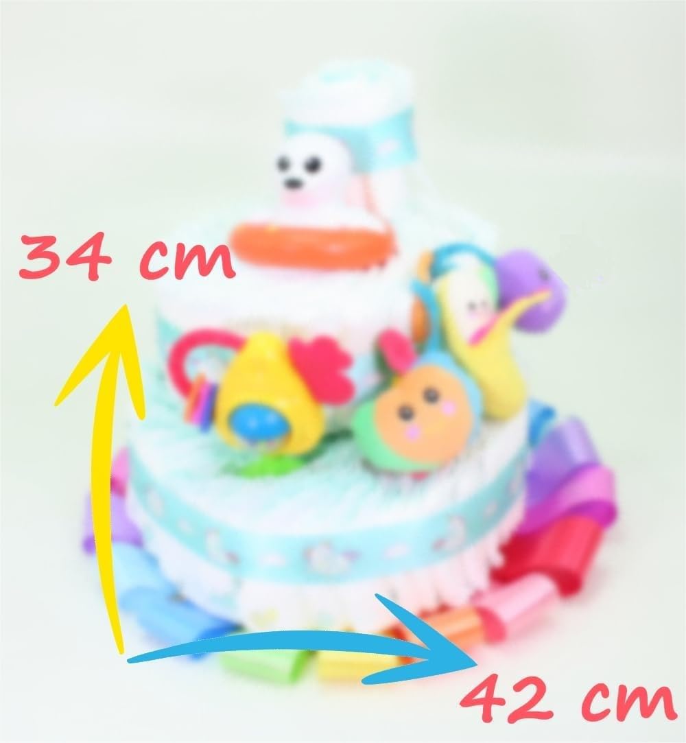 Torta di Pannolini 3 Piani Multicolor Tutti-Frutti