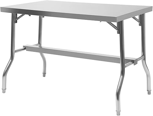 Mesa de acero inoxidable para preparación y trabajo, 47 x 24 pulgadas, mesa de cocina comercial resistente NSF con pies ajustables para restaurante,