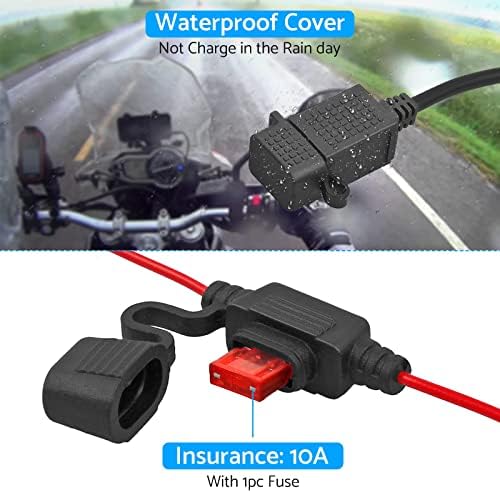 USB Motorcycle Charger,eSynic Professional Waterproof Motorcycle Usb Socket Motorbike USB Charger Motorbike Phone Usb Charger With 2.1A 12V/24V USB Power Supply Port Perfect for Phone & GPS etc