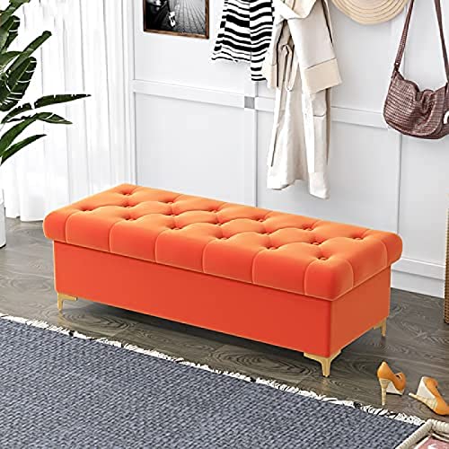 Reposapiés con almacenamiento largo: baúl de terciopelo para pie de cama 2
