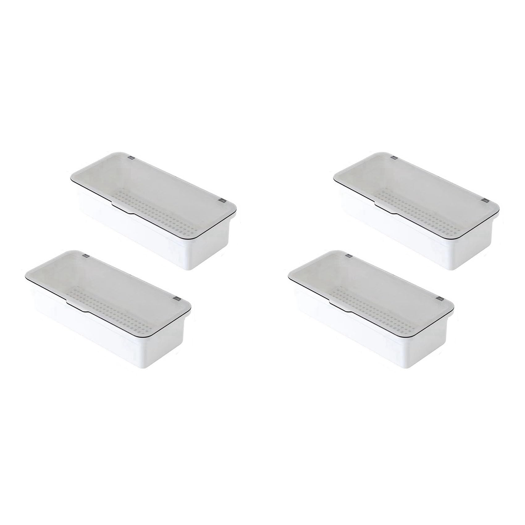 Hndhbfgrt 4X Flatware Tray with Lid,Utensil Storage with Lid Plastic Cutlery Tray,Cutlery Drawer Organizer Utensil Container D