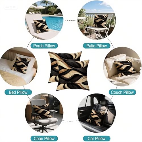 Housse coussin 80x80cm imperméable en velours noir - 7