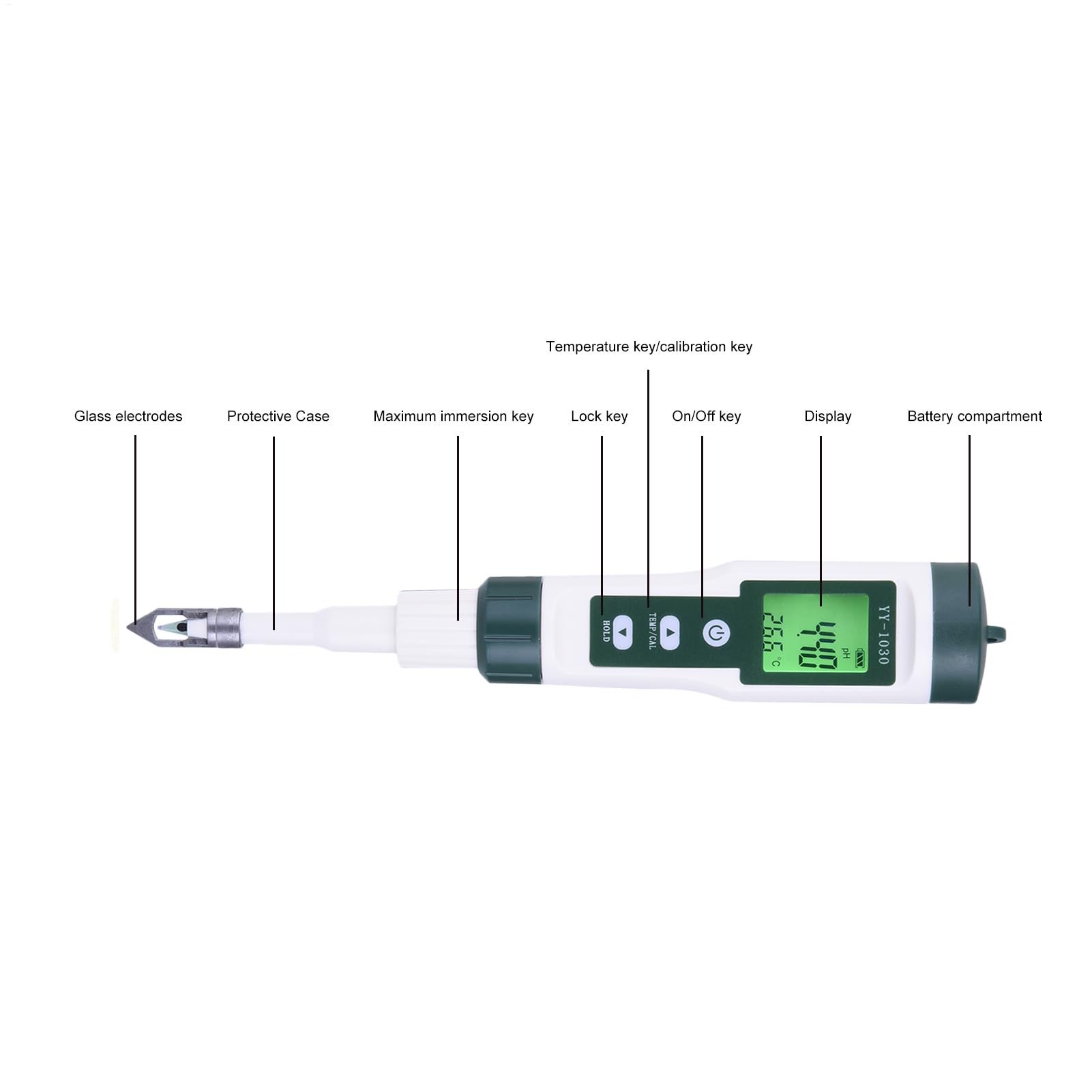 PHMETRO alimentare digitale - Misuratore di pH ad alta precisione per alimenti, tester da cucina portatile | Strumento di analisi del pH per acqua, carne, formaggio, lievito naturale, co