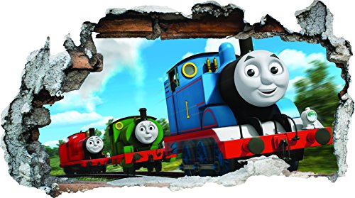 Trains 3D Smashed Wall Art Decal Vinyl Sticker Boys Girls Bedroom Trains L #TOP1