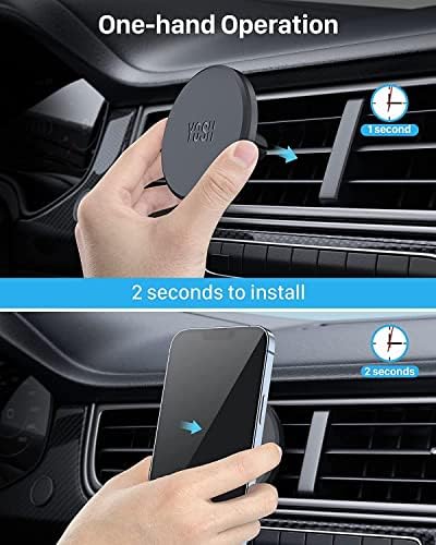 YOSH Mag-Safe Air Vent Car Mount 2022 Magnetic Car Phone Holder, Magnet Mobile Phone Holder for Car Vent, Car Cradle for iPhone 14/13/12 Series & MagSafe Case without Extra Metal Plates