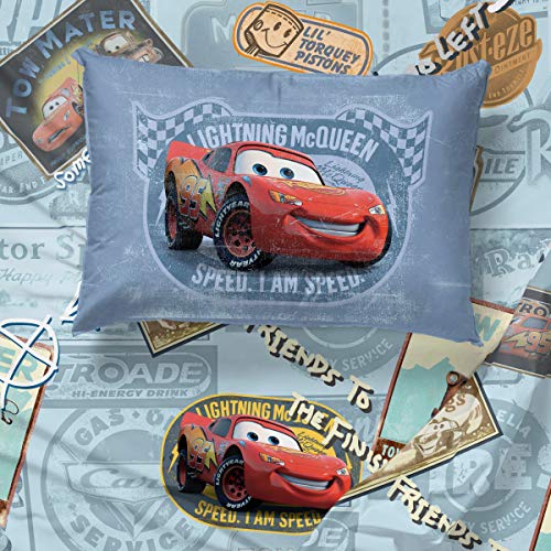 Image of Jay Franco Disney Pixar Cars Lightning McQueen Twin Sheet Set - 3 Piece Soft Microfiber Race Car Bedding, Includes Fitted, Flat Sheet & Pillowcase, Fade Resistant, Bedroom Decor, Blue