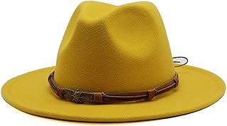 Fengyan Sombreros Sombrero de Lana de Cabeza Grande Popular de 61 cm Sombrero de Jazz Americana con Calavera y cinturón de Cuero