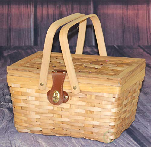 Vintiquewise(TM) QI003081 Gingham Lined Picnic Basket with Folding Handles - Thumbnail 6