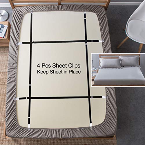 Siaomo Bed Sheet Holder Straps Fasteners Clips Special For Thick Sheet Adjustable Fitted Sheets Straps Grippers Suspenders For Sofa Cover Mattress Cover (4Pcs/Set Black) #TOP1