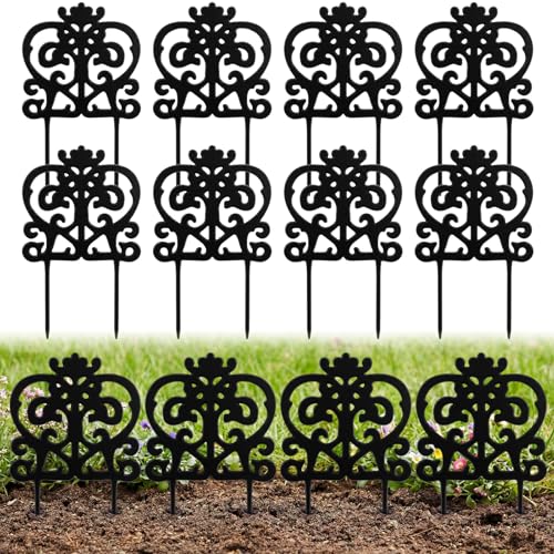 Otoolling 8 Pcs Iron Sheet Decorative Garden Edging, Rustic, Black