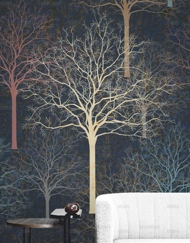 Papier peint autocollant forêt bois rétro noir adhésif mural imperméable