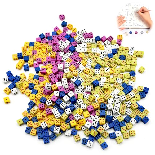 Mini Würfel Set, 100 Stück, 5mm, Vielfarbige D6 Würfel, Dice, Ideal für Casino-Spiele, Brettspiele, Mathematikunterricht und Partys, Quadratische Form, Hergestellt aus langlebigem ABS-Kunststoff