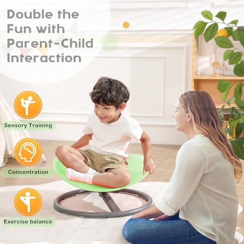 Image of BABAMU Spinning Chair for Autistic Kids, Sensory Swivel Chair, 220LBS Weight Capacity, Autism Sensory Products, Autism Toys, Sensory Toy (Green, Egg)
