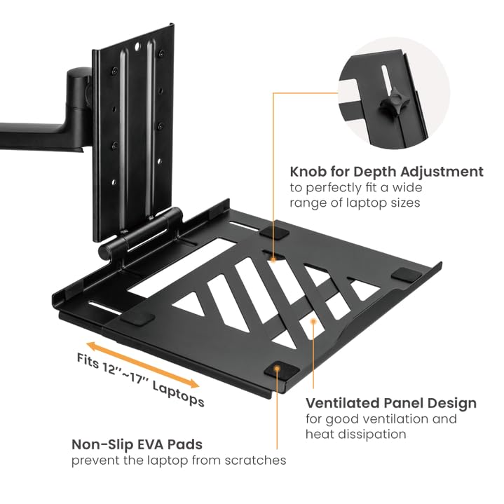 Image of LIONS HEAD Premium and Durable Monitor Stand with Laptop Tray | Adjustable Height Stand Strong Material Build, Sturdy Laptop Tray (Laptop Tray - Design 1)