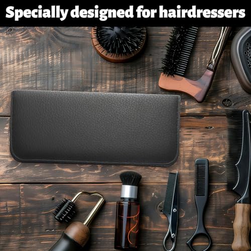 Foto von Salon Schere Ledertasche, Professionelle Lederfriseur-Scherentasche, zur Aufbewahrung von Kammfriseurwerkzeugen (Schwarz) (22 cm x 10 cm)