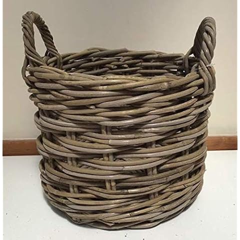 Round Kindling/Storage Baskets, Excellent Quality, Very Strong Kuba Rattan (Small) Cover