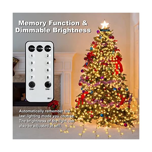 HATMIG Christbaumbeleuchtung, Timerfunktion 400LEDs 2m 16 Stränge 8 Leuchtmodi LED Lichterkette Weihnachtsbaum… – Bild 7