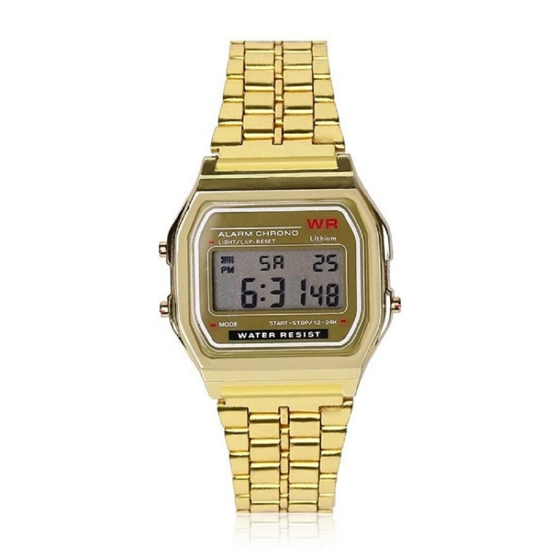 PUTHAK Unisex Grey Dial Metallic Digital Watch with Backlight - (Gold) Digital Watch - for Men & Women (Gold) (B0BS77X35V) Amazon Price History, Amazon Price Tracker