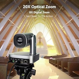 Tenveo Caméra PTZ 4K Suivi Automatique Humanoïde & Facial par IA, Zoom Optique 20X + Numérique 8X, USB 3.0/HDMI/LAN (PoE), Diffusion en Direct IP pour Église Visioconférence Diffusion Événements