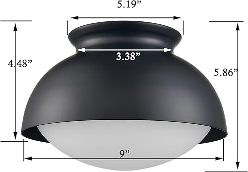Miniatura 6 de Moose Lámpara de techo semiempotrada negra moderna para dormitorio, sala de estar, entrada, pasillo