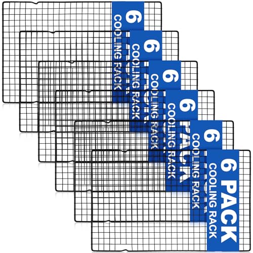 Abaigeal 6-Pack Cooling Rack for Baking - 41 x 25 CM Stainless Steel Cake Cooling Tray - Large Oven Rack for Baking and Cooling