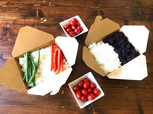 45 pcs 47oz - Paper Food Take Out Containers - New Design with Waist Seal Band - Eco Friendly Disposable and Recyclable Kraft Paper Box - Sturdy, Leak & Grease Proof Microwavable Boxes