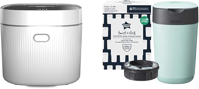 Vital Baby Nurture Advanced Pro UV Steriliser & Dryer Kills 99.9% of Germs in 7 mins - 3-in-1 Sterilise  Sterilise Baby Bottles  White & Tommee Tippee Twist and Click Advanced Nappy Bin, Green