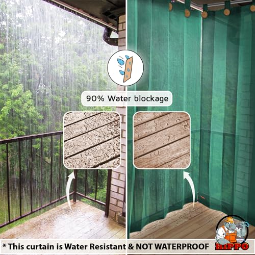 Image of HIPPO Outdoor Balcony Sun, UV & Dust Protection Curtain HDPE Light Filtering 180 GSM Tab-Top Loop with Decorative Button Curtains for Home, Garden, Varanda, Hotel (Midnight-Green, 3FTX8FT, 2 PC)