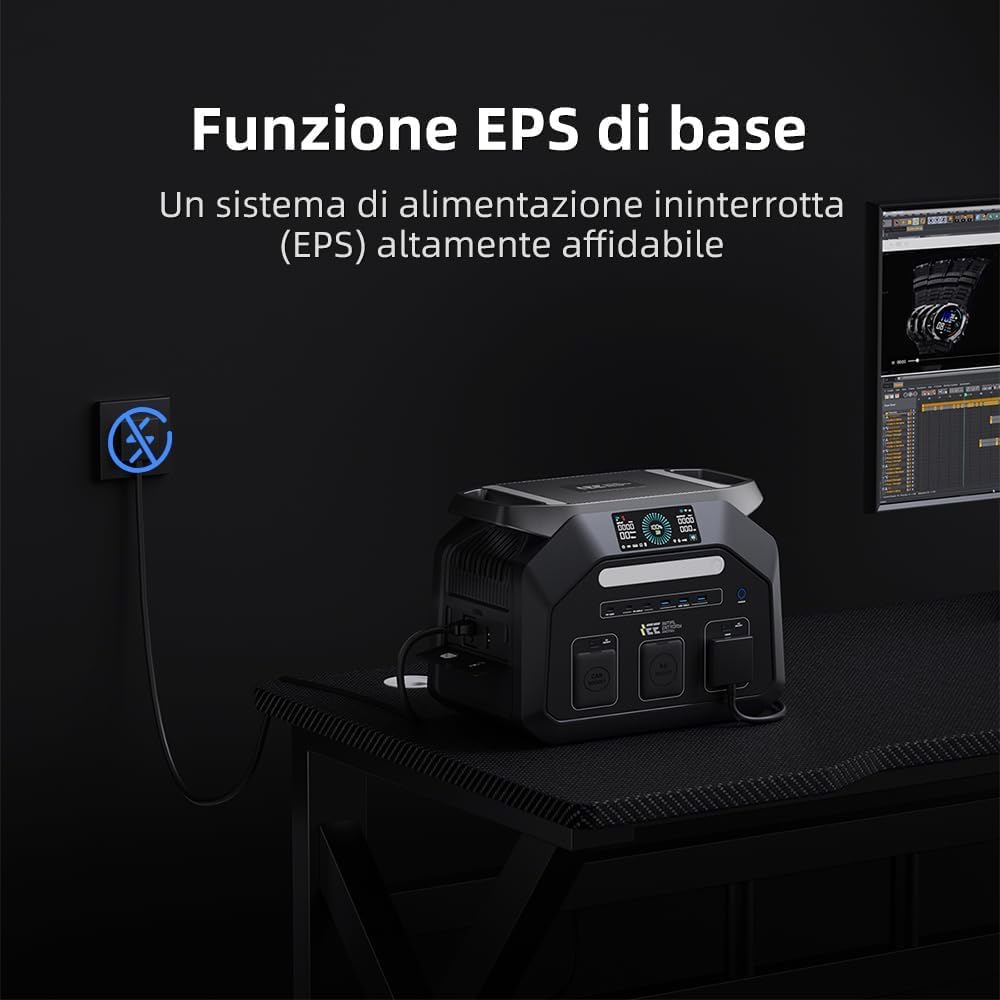 IEE P1800 Centrale Elettrica Portatile con Pannello Solare da 400W, 1024Wh Generatore Solare, Batteria LiFePO4, 25% Più Piccolo, APP, Portable Power Station per Campeggio, Camper, Casa