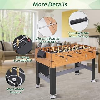 RAYKEEP 54" 4-in-1 Multi Game Table, Combination Game Table Set, Combo Games Table for Home, Game Room w/Soccer, Billiards Tabletop, Table Tennis, Hockey Tabletop