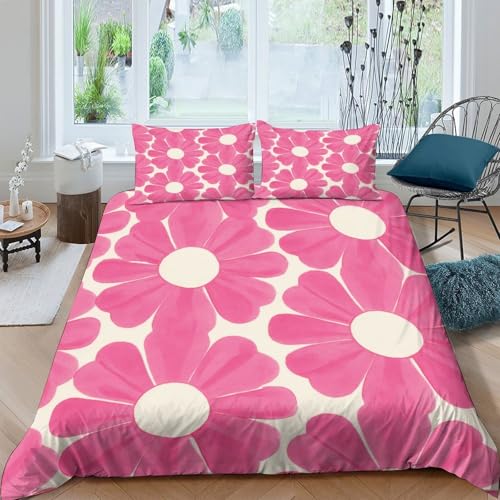 Housse de couette microfibre florale 3D zippée anti-plis lit simple