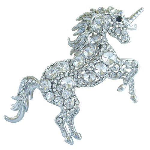 Image of Unique Animal Unicorn Horse Brooch Pin Pendant Austrian Crystal BZ6172