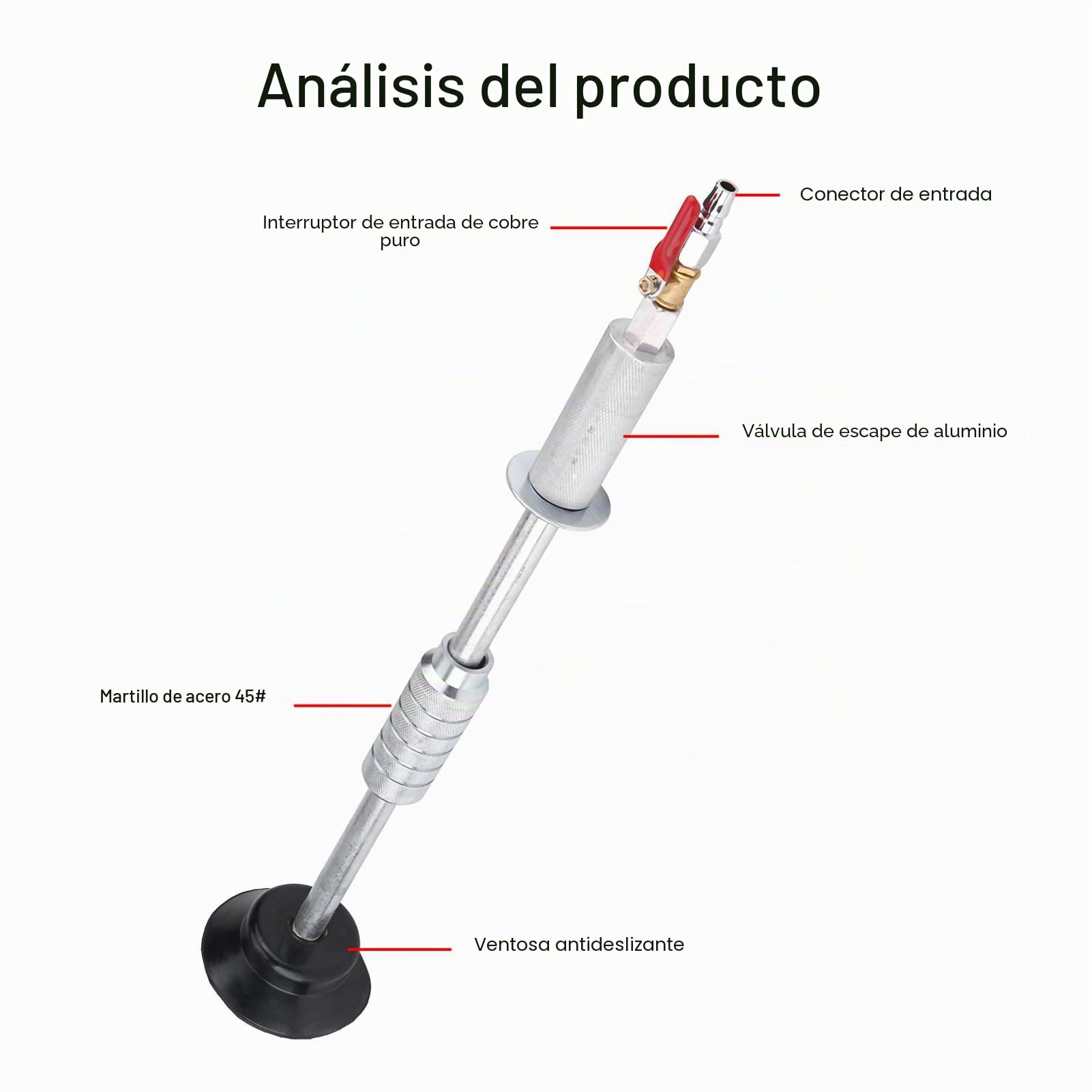 Martillo Neumático de Tracción Pesado, Herramienta de Reparación de Abolladuras de Carrocería de Coche con Ventosa Deslizante