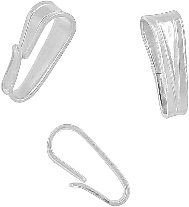 6PC Sterling Silver Snap On Lock Bail Pendant Clasp 7.8mm, Gold Plated